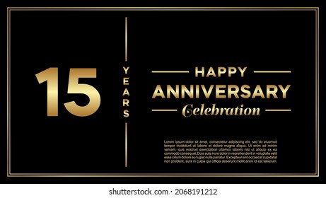 15º aniversario, diseño vectorial para la celebración del aniversario con color dorado sobre fondo negro, diseño simple y de lujo. plantilla de vector de logotipo