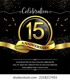 15th years celebration anniversary logo vector isolated on black background