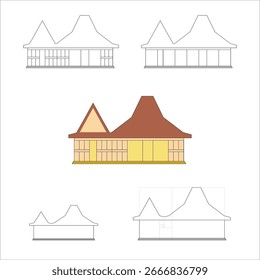 15th-Century Javanese Vernacular Architecture, vector design