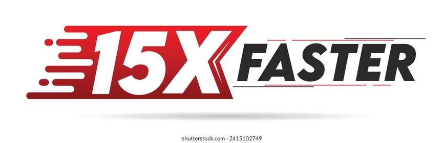 15X faster red and black letter isolated on a white background. Vector illustration.	