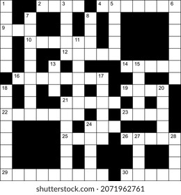 15x15 crossword puzzle. Grid with numbers. Vector illustration.