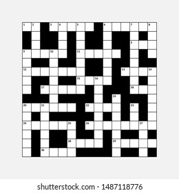 15x15 Crossword Puzzle Vector Illustration, Empty Squares