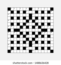 15x15 Crossword Puzzle Vector Illustration, Empty Squares