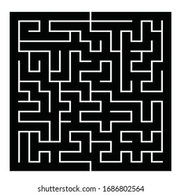 15x15 rectangular maze with thin corridors and no solution