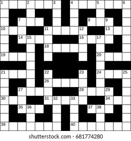 15x15 squares empty crossword grid for 40 words with numbers. Vector illustration.