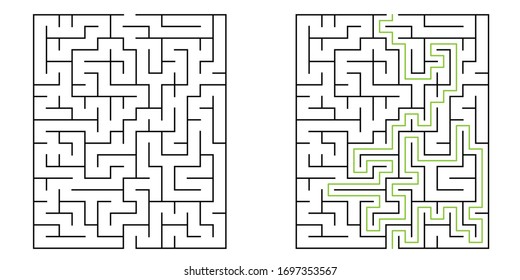 15x20 rectangle maze with solution