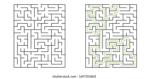 15x20 rectangle maze with solution