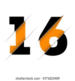 16 1 6 Number Logo Design with a Creative Cut and Black Circle Background. Creative logo design.