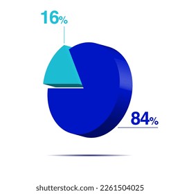 16 84 sixteen eighty four 3d Isometric pie chart diagram for business presentation. Vector infographics illustration eps.