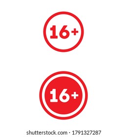 16+ age restriction signs. Age limit concept.