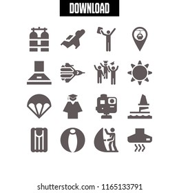 16 air vector icon set with extractor hood, graduating, beach ball and sun icons for mobile and web