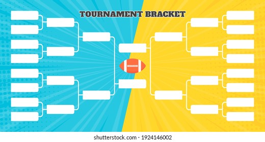 16 selección de fútbol americano de la plantilla del campeonato de corchete estilo plano ilustración vectorial aislada en fondo blanco. El corchete del campeonato planifica la hoja de cálculo del partido de fútbol americano.