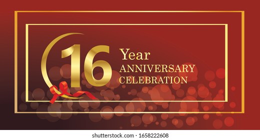 16 anniversary logo vector template. Design for banner, greeting cards or print.