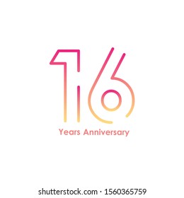 16 anniversary logotype with gradient colors for celebration purpose and special moment
