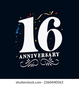 16 Anniversary luxurious Golden color 16 Years Anniversary Celebration Logo Design Template