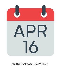 16 April Calendar Icon, Isolated Vector Calendar Icon.