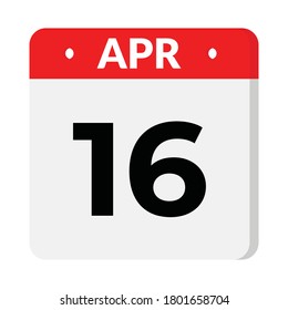 16 April calendar icon, vector illustration