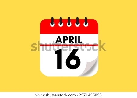 16 April month single day vector, illustration, calendar with maroon, rose and white color background calendar April 16