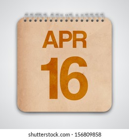 16 April on Old Notebook Vector 