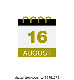 16 august calendar date icon vector eps