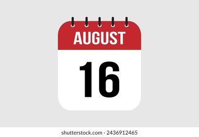 16 August Calendar. August Calendar Vector Illustration.