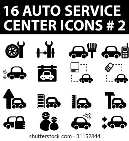 16 auto service center icons. vector