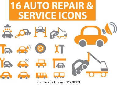 16 iconos de servicio automático. vector