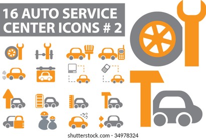 16 auto service icons. vector