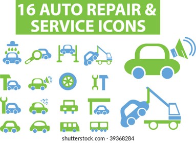 16 iconos de servicio automático. vector