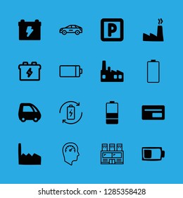 16 automotive icons with parking and commercial filled card in this set