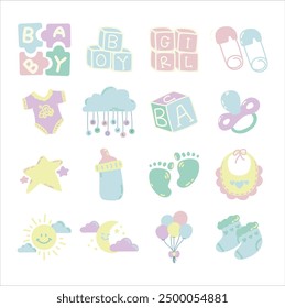 16 Baby Shower Element Set