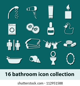 16 bathroom icon collection