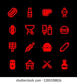 16 bbq icons with burger and sauces in this set