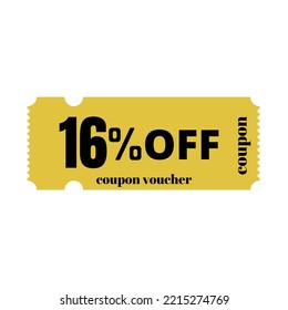 16% big sale discount, special offer,(Black Friday) coupon voucher number tag vector illustration