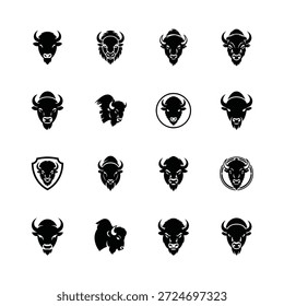 16 Paquete de silueta de Vector de cabeza de bisonte