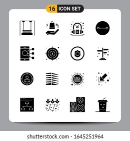 16 Símbolos de glifos Black Icon Pack Firmas para diseños de fondo blanco. Juego De 16 Iconos.