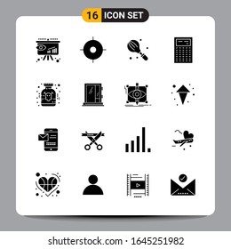 16 Símbolos de glifos Black Icon Pack Firmas para diseños de fondo blanco. Juego De 16 Iconos.