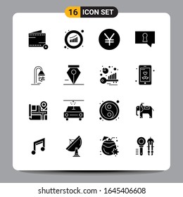 16 Black Icon Pack Glyph Symbols Signs for Responsive designs on white background. 16 Icons Set.