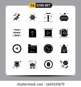 16 Símbolos de glifos Black Icon Pack Firmas para diseños de fondo blanco. Juego De 16 Iconos.