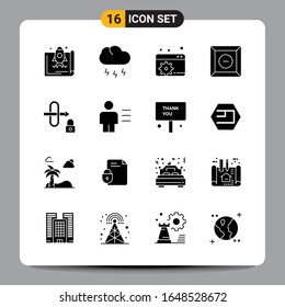16 Black Icon Pack Glyph Symbols Signs for Responsive designs on white background. 16 Icons Set.