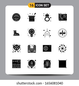 16 Símbolos de glifos Black Icon Pack Firmas para diseños de fondo blanco. Juego De 16 Iconos.