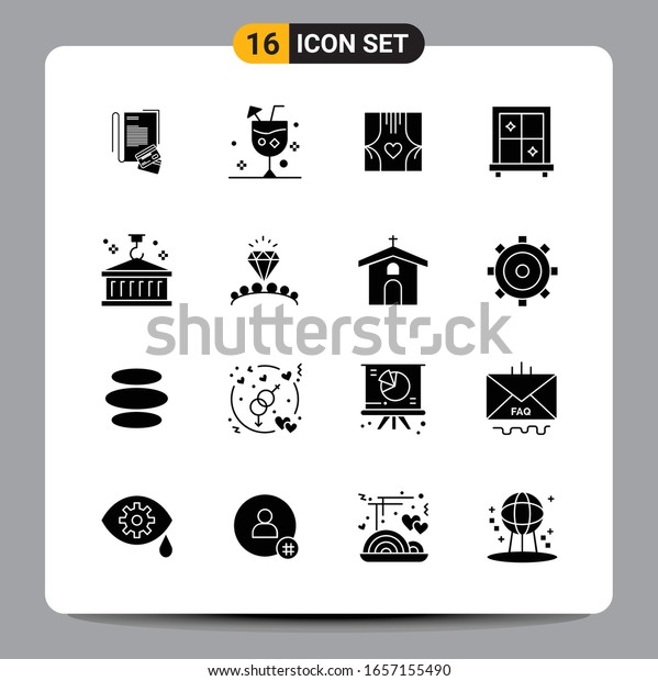 16 Black Icon Pack Glyph\
Symbols Signs for Responsive designs on white background. 16 Icons\
Set.