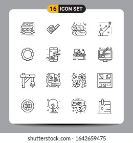 16 Black Icon Pack Outline Symbols Signs for Responsive designs on white background. 16 Icons Set.