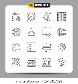 16 Black Icon Pack Outline Symbols Signs for Responsive designs on white background. 16 Icons Set.