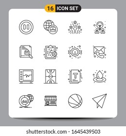 16 Black Icon Pack Outline Symbols Signs for Responsive designs on white background. 16 Icons Set.