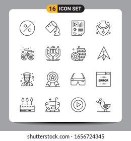 16 Black Icon Pack Outline Symbols Signs for Responsive designs on white background. 16 Icons Set.