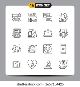 16 Black Icon Pack Outline Symbole Zeichen für Responsive Designs auf weißem Hintergrund. 16 Symbole Set.