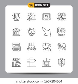 16 Black Icon Pack Outline Symbols Signs for Responsive designs on white background. 16 Icons Set.