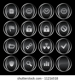 16 black/gray buttons part 2:document, smiley, sad face, neutral face, flag, unlocked, locked, prohibited, folder, link, radioactive, ok, shield, search, poll, blank. Find more in my portfolio.