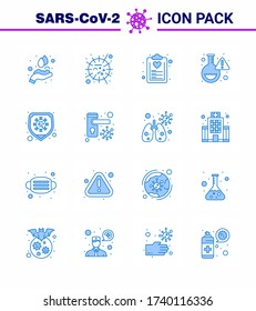 16 Blue Coronavirus disease and prevention vector icon virus; lab; virus; flask; list viral coronavirus 2019-nov disease Vector Design Elements